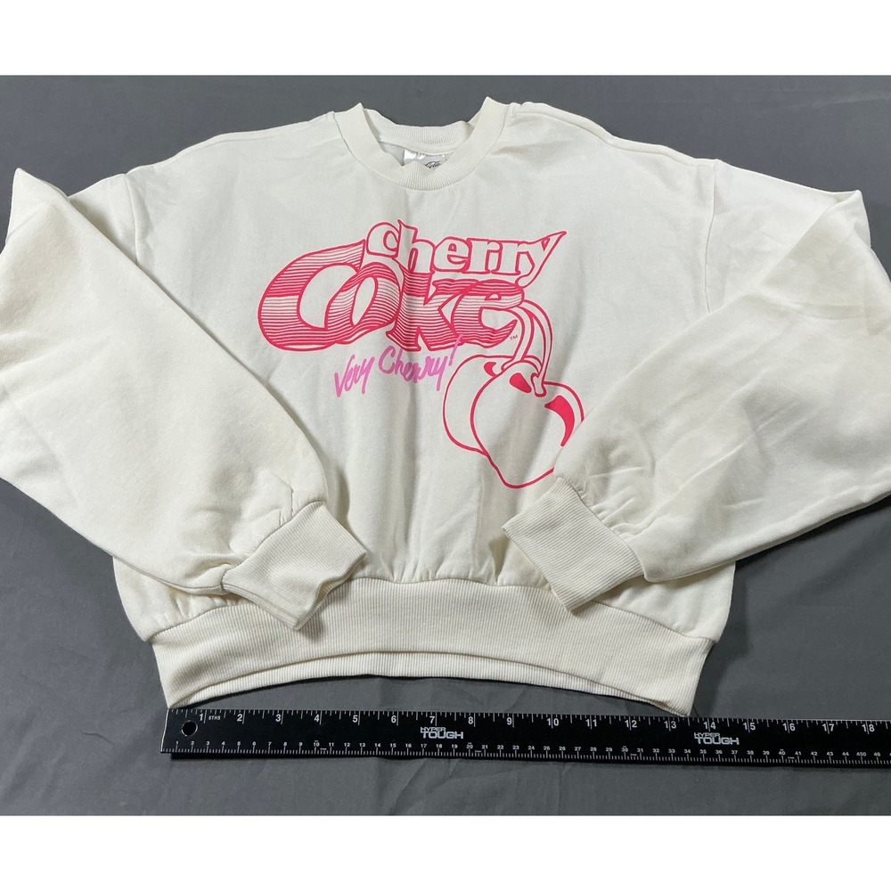 Coca-Cola Cherry Coke Graphic Sweatshirt Cream Pink Very Cherry Small S 4-6 - Picture 2 of 11